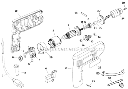 Page A Diagram and Parts List for 7153 Type 2 Black and Decker Electric Drill